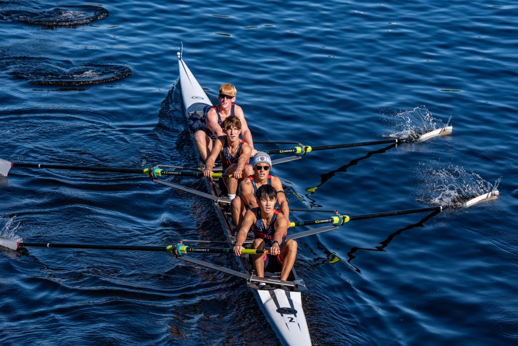 (PHOTO: The RowAmerica Rye Men's U17 A boat from a victory at the Head of the Charles regatta in October 2026. Contributed.)