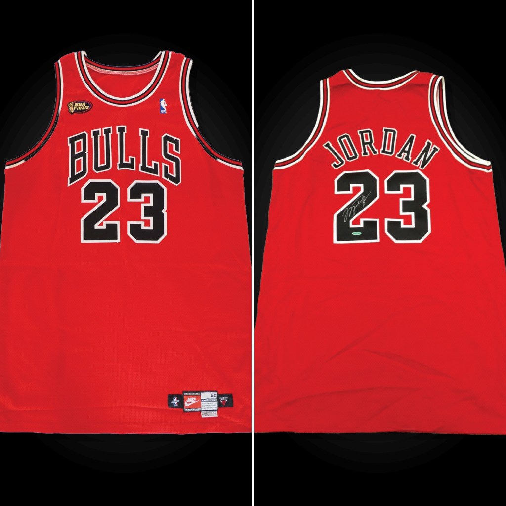 (PHOTO: RHS graduate Ron Firman purchased this NBA Finals game-worn Michael Jordan jersey for $14 Million on October 12, 2026.)