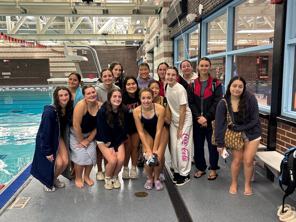 (PHOTO: The Rye-Blind Brook-Rye Neck Girls Swim and Dive team from a win on October 9, 2026. Contributed.)