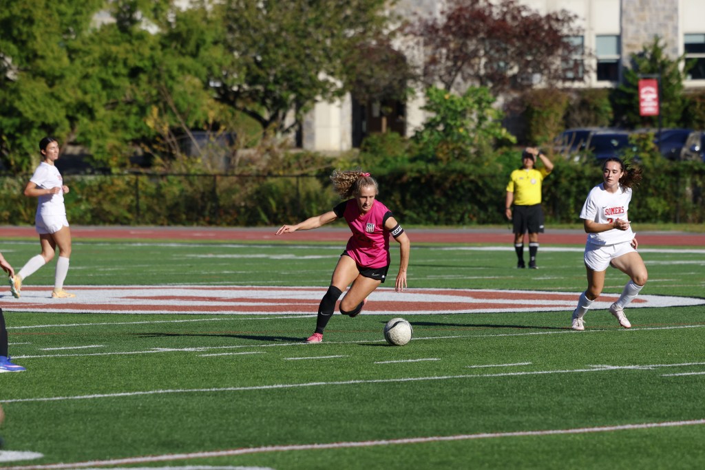 (PHOTO: Rye Girls Soccer's Charlotte Keenan from a win on October 3, 2026. Credit: Alvar Lee.)