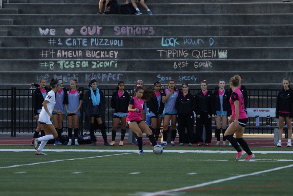 (PHOTO: Rye Girls Soccer's Ella Fleckton (#22) from a win on October 7, 2026. Credit: Alvar Lee.)